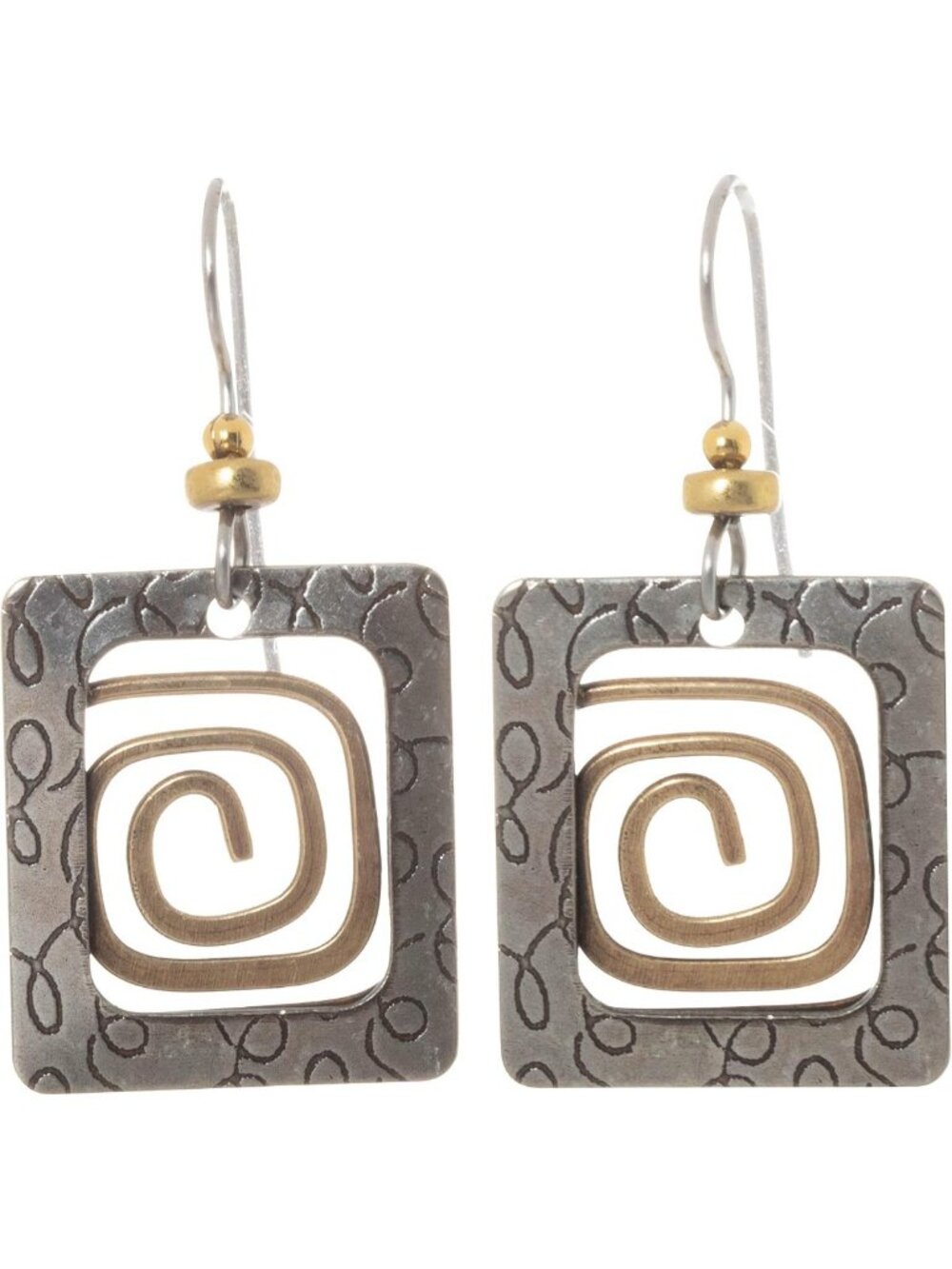 Stylish Silver Spiral Wire Dangle Earrings | Unique Rectangular Design, Boho